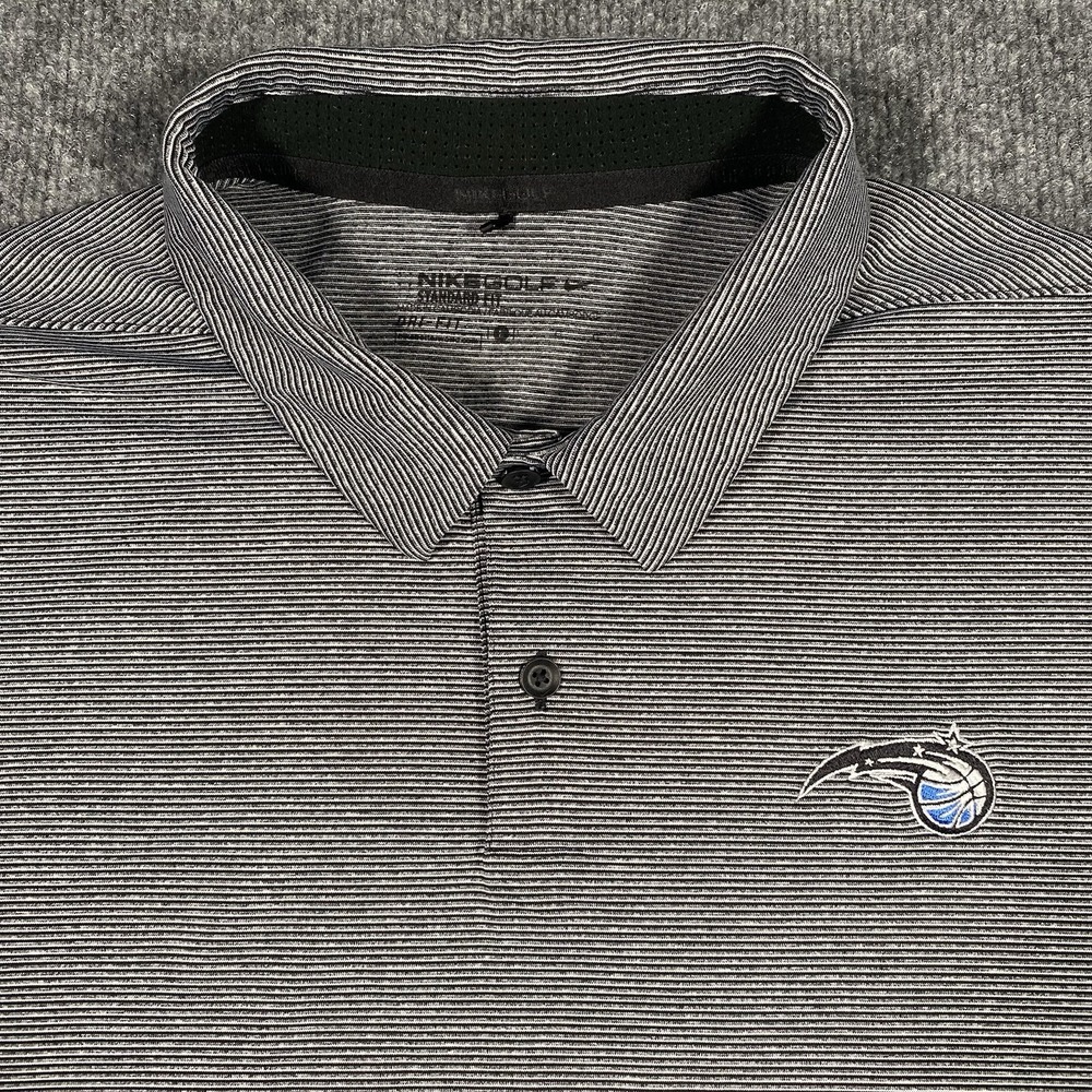 Orlando Magic Nike Dri Fit Striped Coaches Polo Golf Shirt Mens Large Stretch